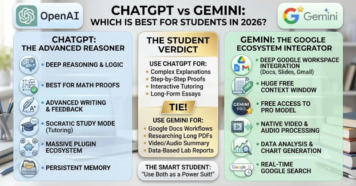 ChatGPT vs Gemini: Which Is Best for Students in 2026?